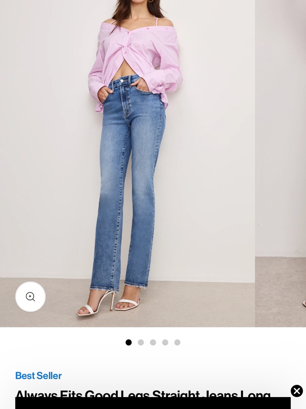 Good American Straight Leg Jeans in Light-Mid Blue